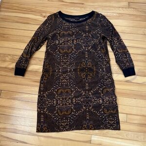 Club Monaco Black and Brown Long Sleeve Dress